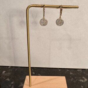 Gold Tone Pave Disc Drop Earrings